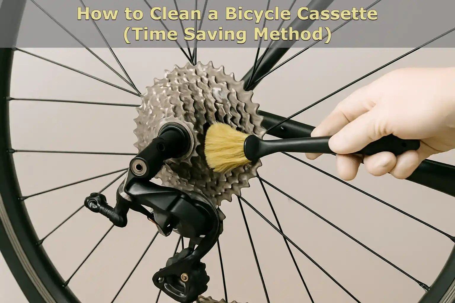 How to Clean a Bicycle Cassette, cleaning a bicycle cassette with a brush